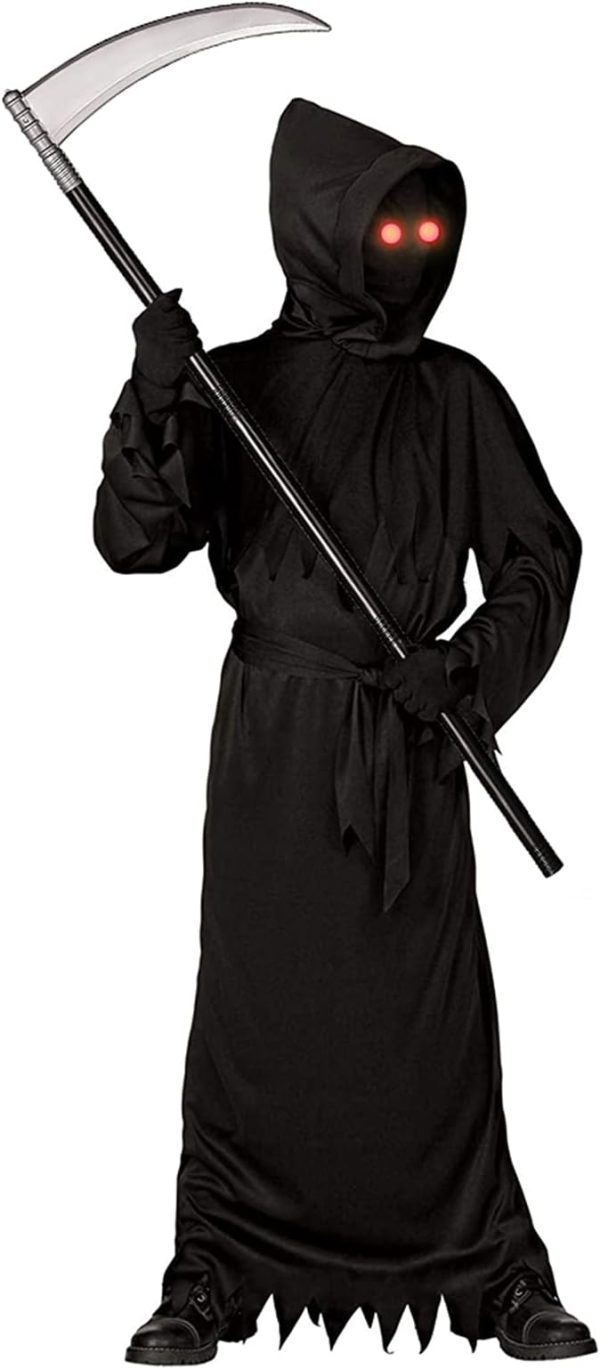 Grim Reaper Halloween Creepy Glowy Costume Scythe Included 1