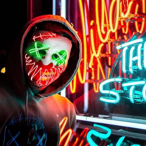 Halloween LED Mask for Costume Cosplay Parties 1pack fit