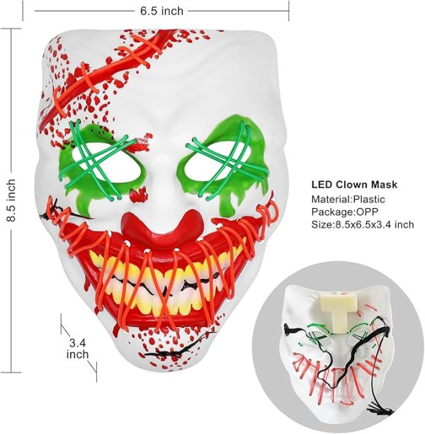 Halloween LED Mask for Costume Cosplay Parties 2pack size